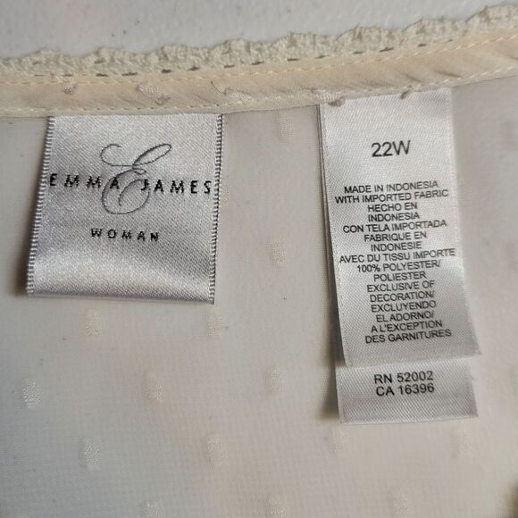Emma James Y2K White Swiss Dot Sheer Lace Blouse Top Women's Plus Size 22W - Picture 14 of 15